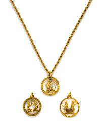 YELLOW GOLD CHAIN WITH THREE ZODIAC PENDANTS