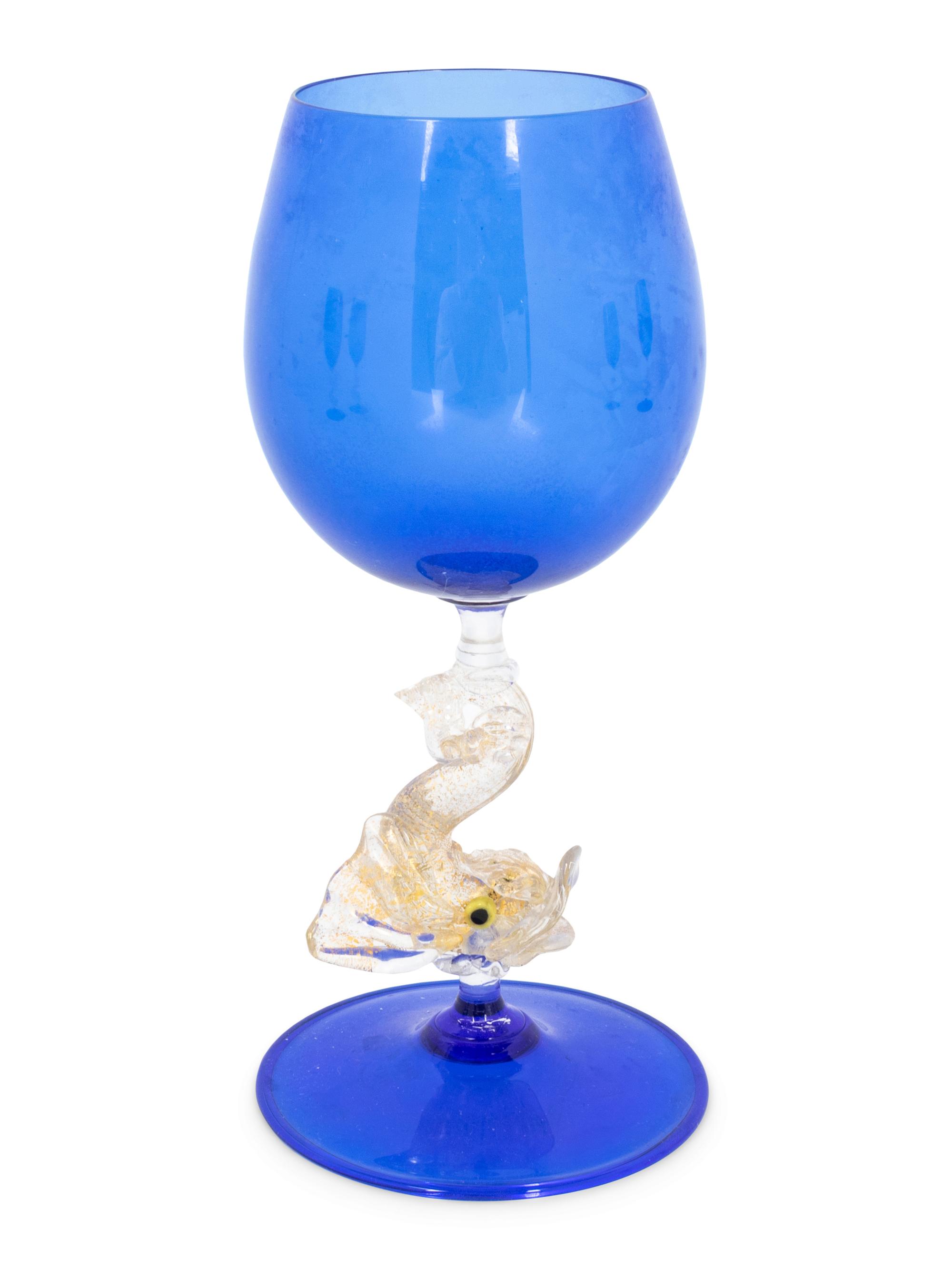 Seven Murano Colored Glass Wine Stems