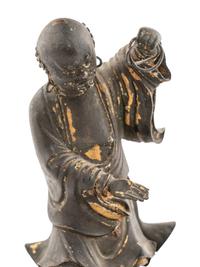 A Pair of Chinese Parcel-Gilt Bronze Figures of Luohan