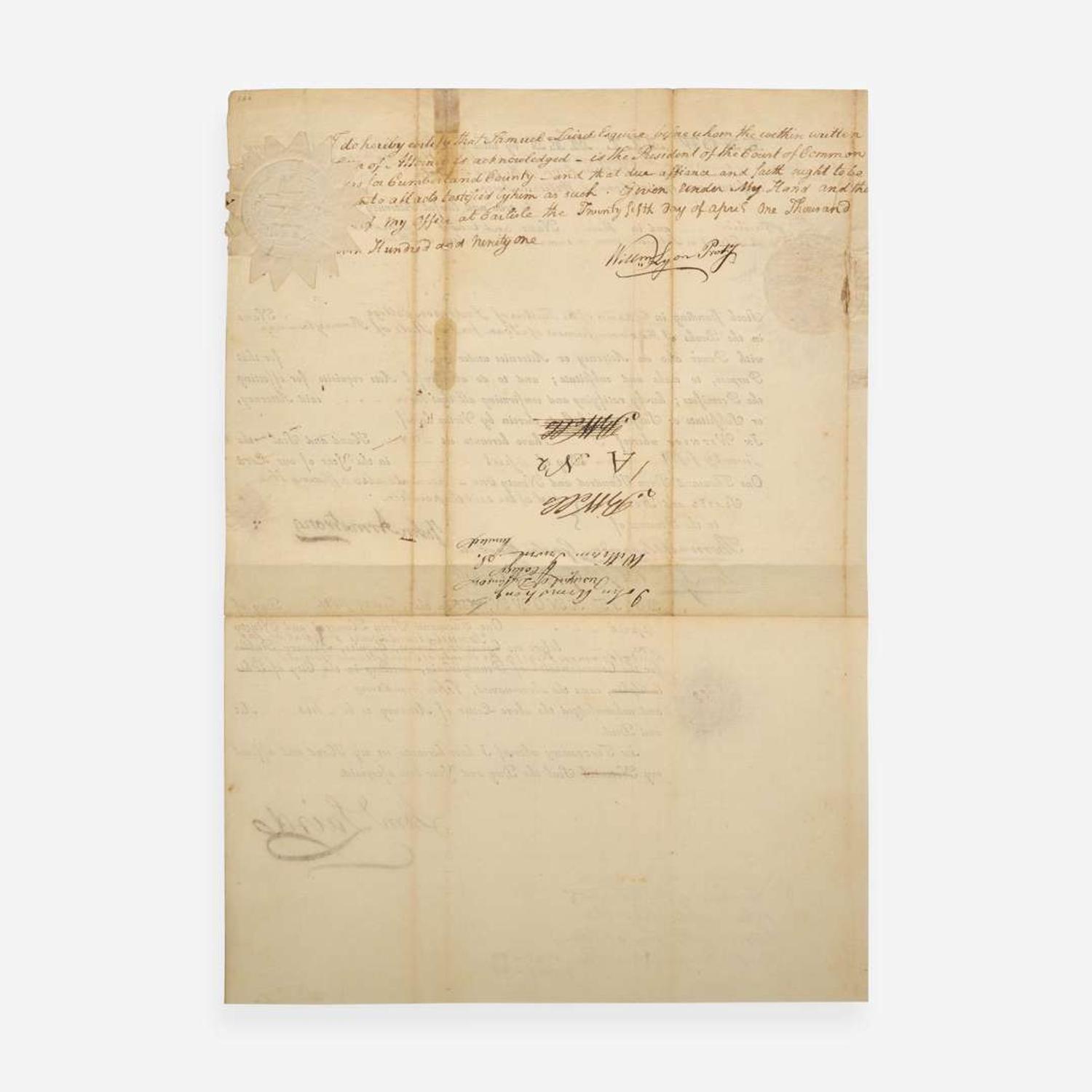 [Americana] [Dickinson College] Armstrong, John, Sr. Partially-Printed Document, signed