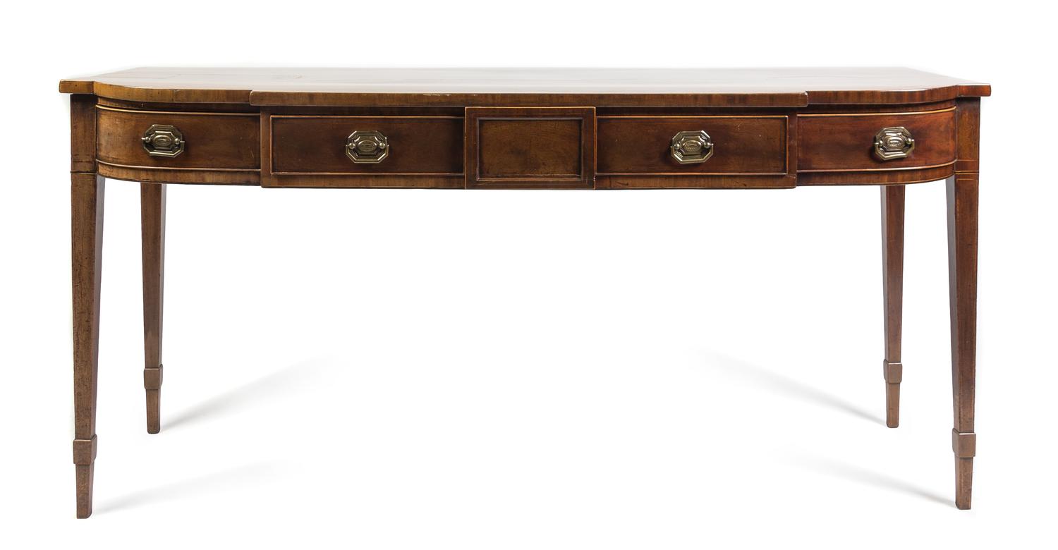 A George III Mahogany Sideboard Height 36 x width 75 1/4 x depth 26 3/4 inches. — EARLY 19TH CENTURY