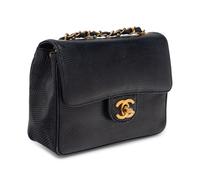 Chanel Small Flap Bag in Navy Lizard, 1986-88