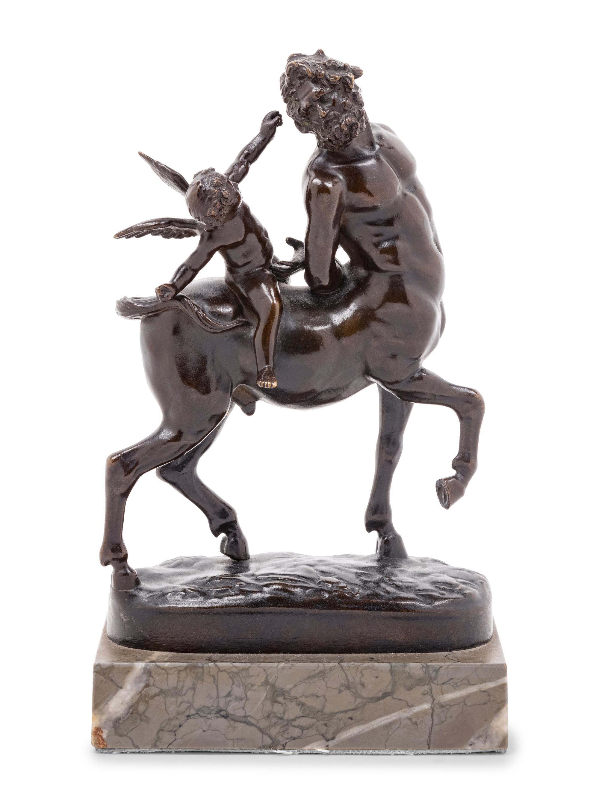 A Grand Tour Bronze Figural Group of a Centaur and Eros