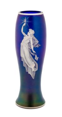 An Enameled Iridescent Glass Vase Height 7 3/4 inches — 19TH/20TH CENTURY