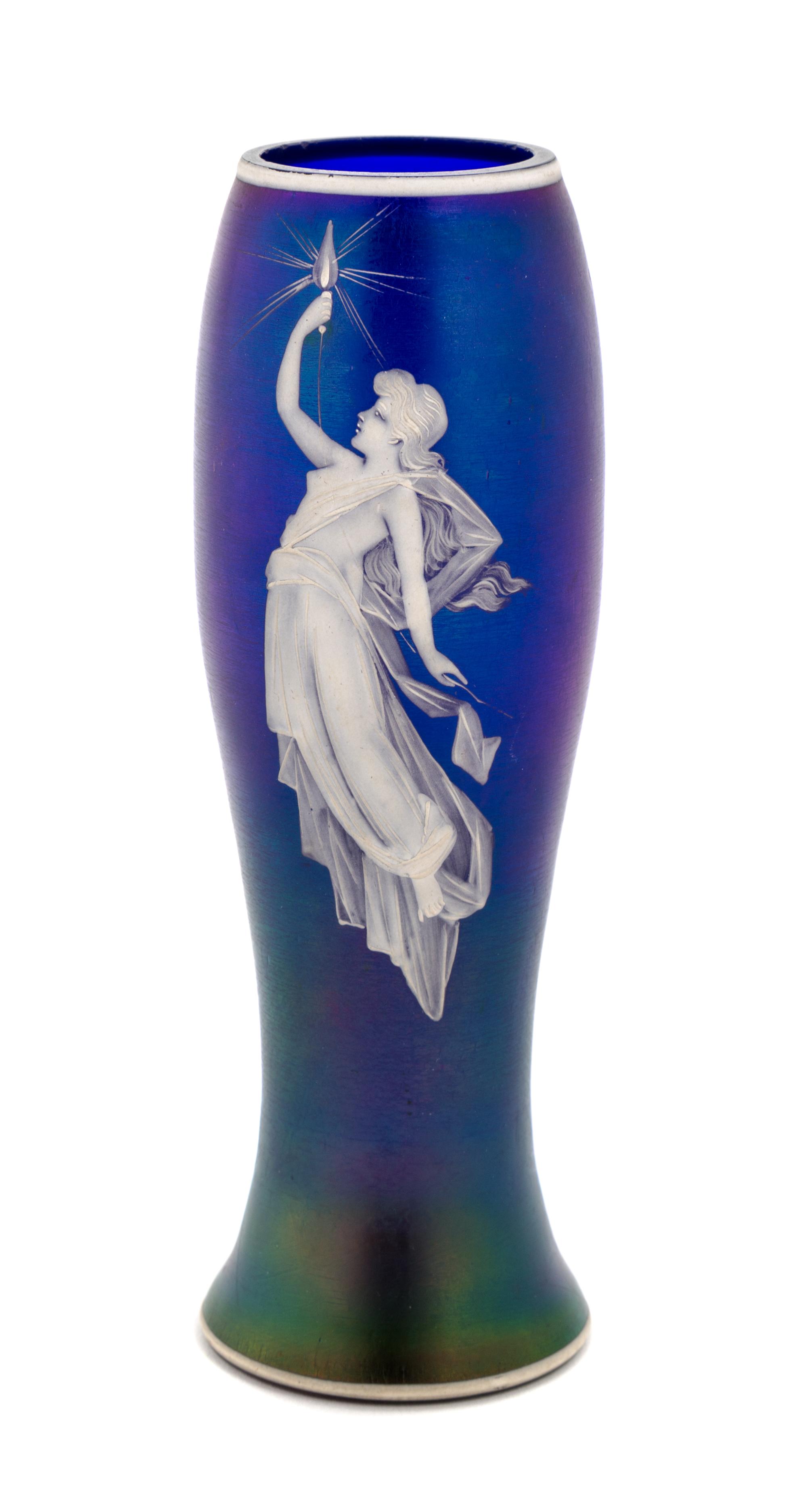 An Enameled Iridescent Glass Vase Height 7 3/4 inches — 19TH/20TH CENTURY