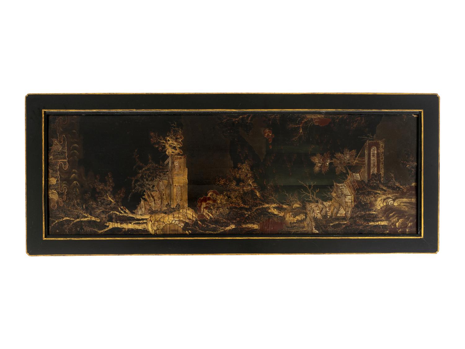 An Ebonized and Parcel Gilt Japonesque Cocktail Table
