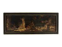 An Ebonized and Parcel Gilt Japonesque Cocktail Table
