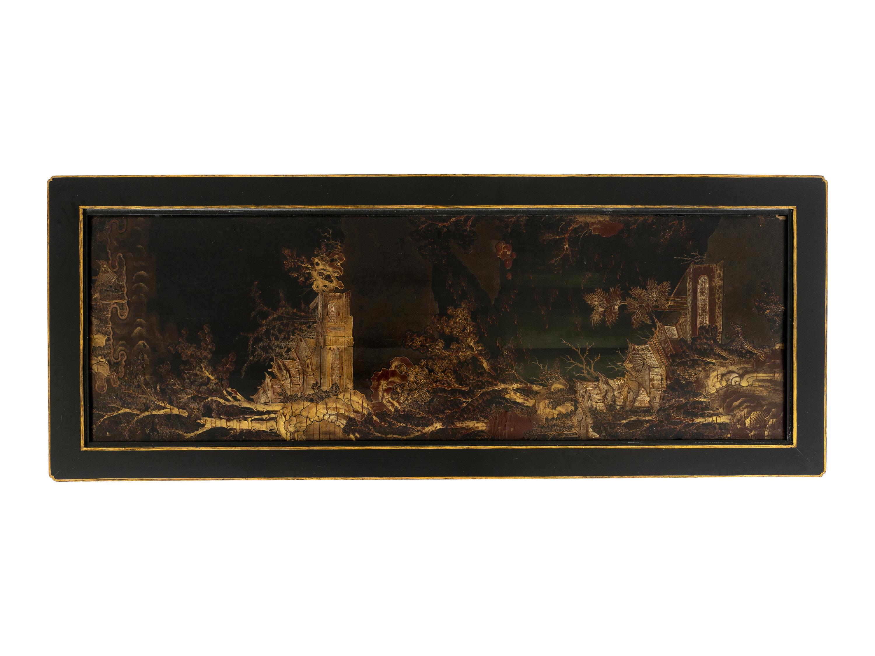 An Ebonized and Parcel Gilt Japonesque Cocktail Table