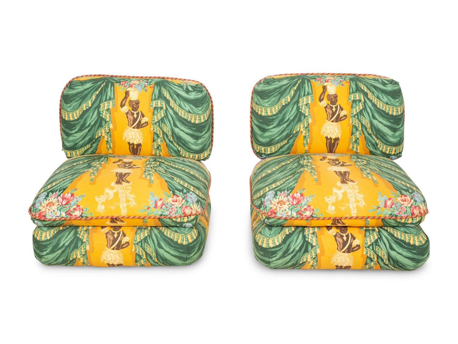 A Pair of Custom-Upholstered Slipper Chairs