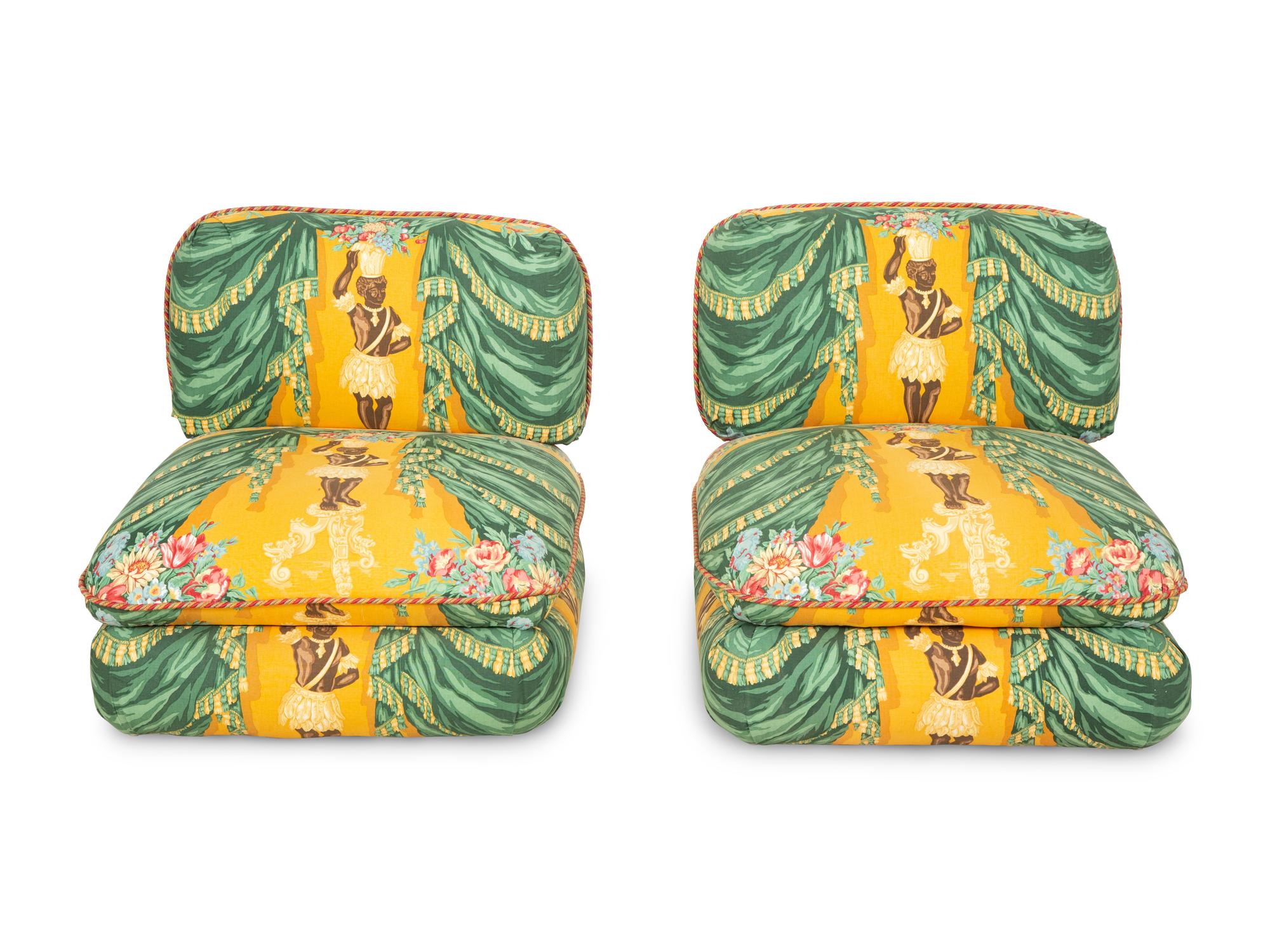 A Pair of Custom-Upholstered Slipper Chairs