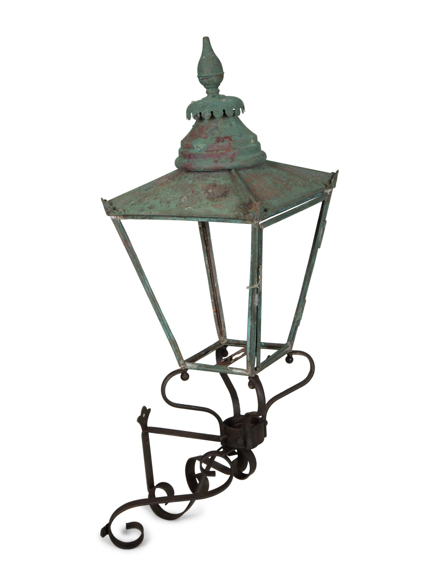 A Pair of Large Copper and Iron Wall Lanterns — Late 19th Century