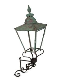A Pair of Large Copper and Iron Wall Lanterns — Late 19th Century