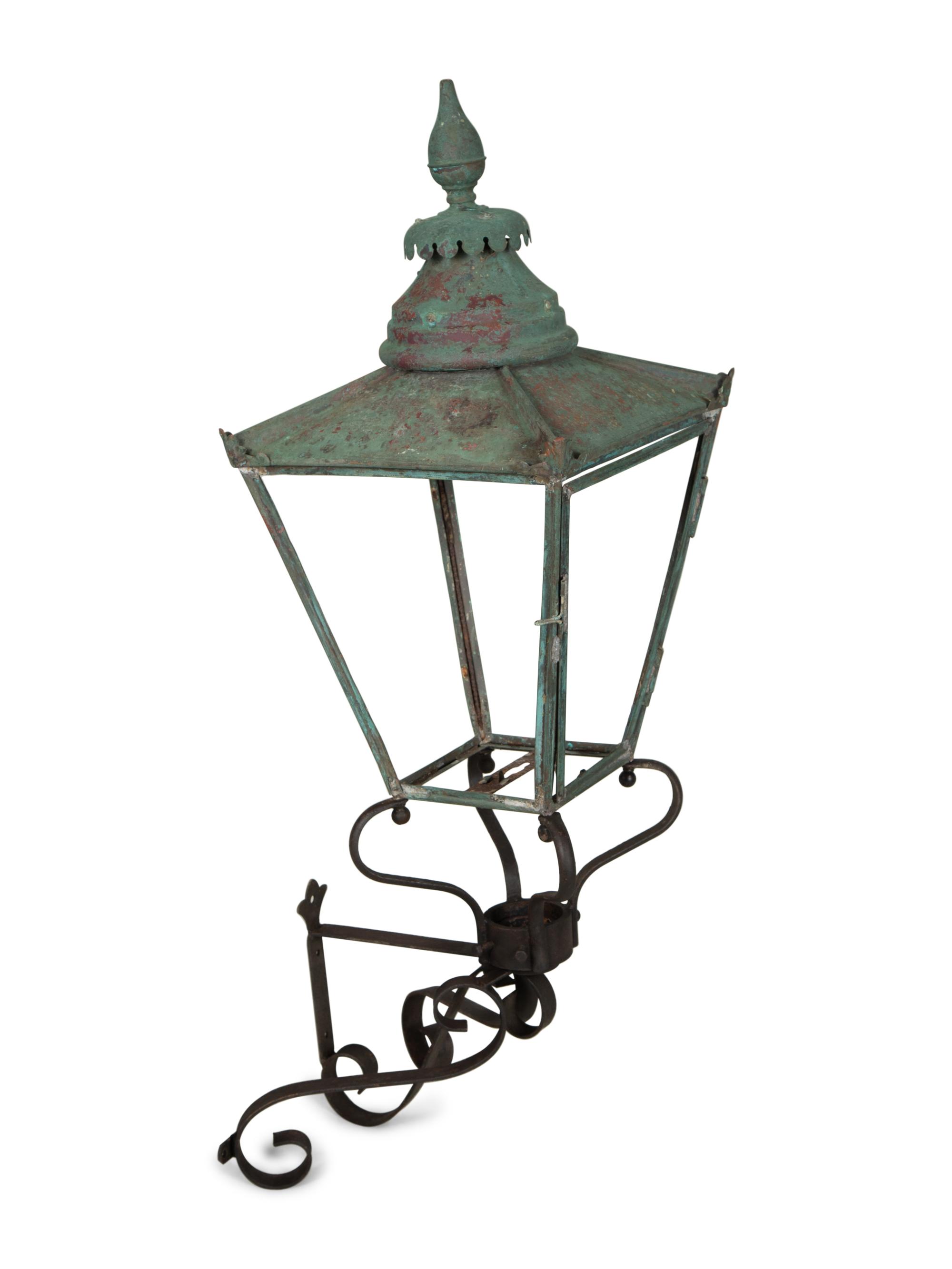 A Pair of Large Copper and Iron Wall Lanterns — Late 19th Century