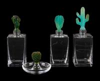 Three Daum Pâte-de-Verre Cactus Decanters and a Ring Tray