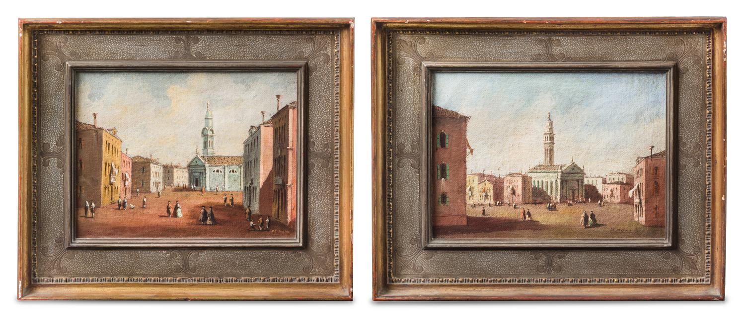 Artist Unknown, (Italian, 20th Century), Piazze (a pair of works)