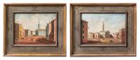 Artist Unknown, (Italian, 20th Century), Piazze (a pair of works)