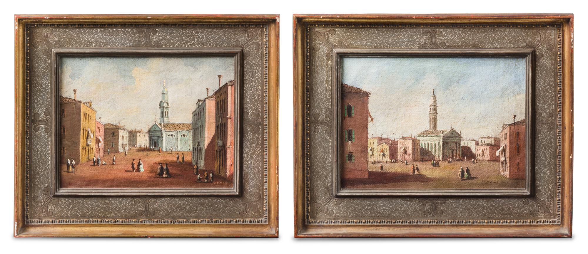 Artist Unknown, (Italian, 20th Century), Piazze (a pair of works)