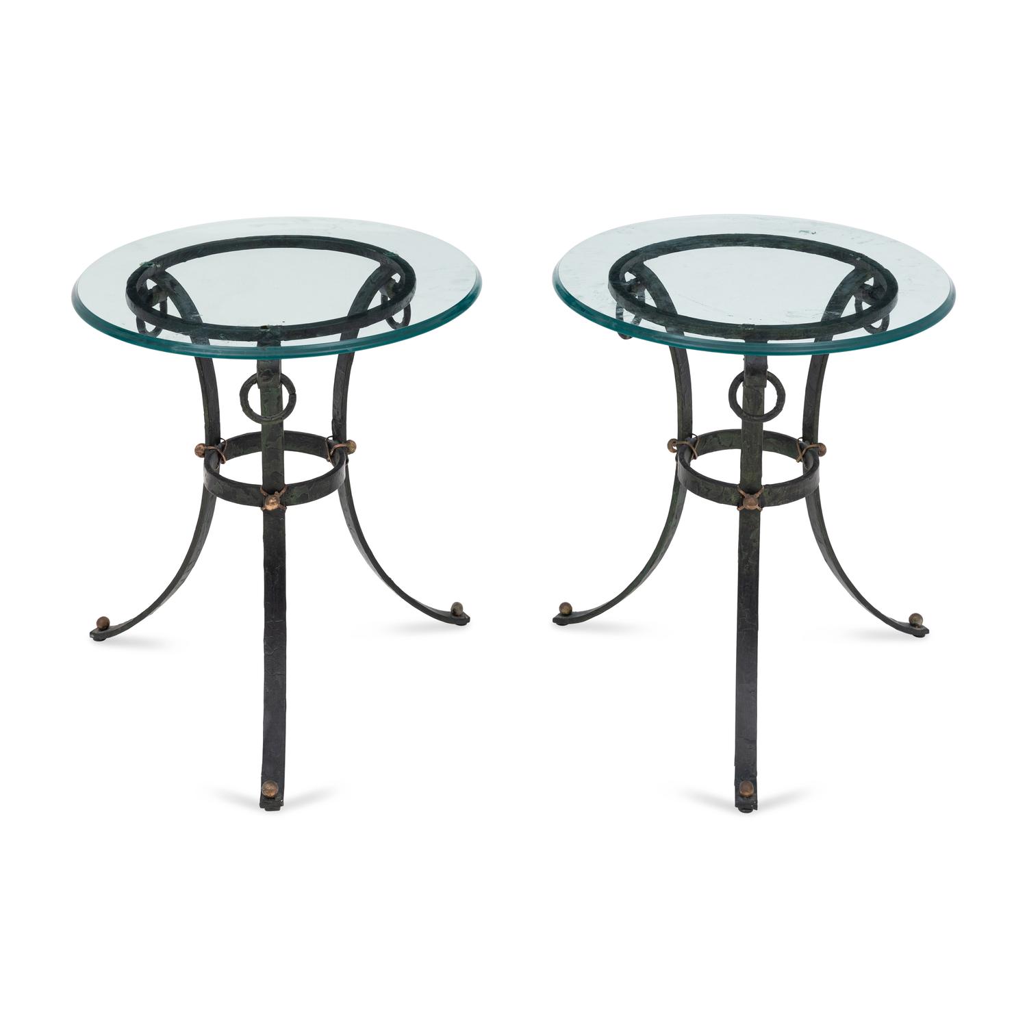 A Pair of Spanish Colonial Style Parcel-Gilt Iron Side Tables