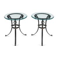 A Pair of Spanish Colonial Style Parcel-Gilt Iron Side Tables