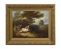 George Armfield (English, 1810-1893), A Pair: Dogs Chasing Prey in Landscapes , dated “1848”