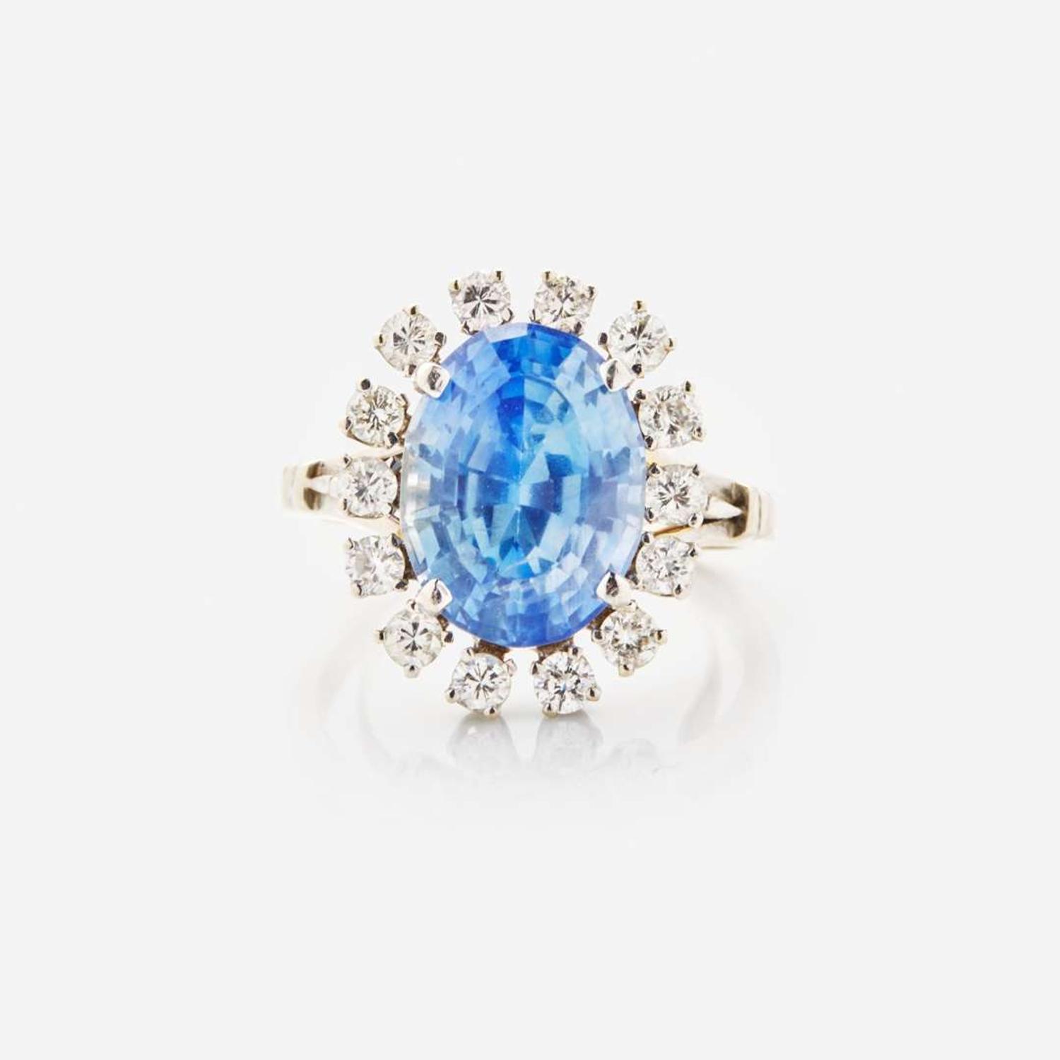 A 14K Gold, Sapphire, and Diamond Ring
