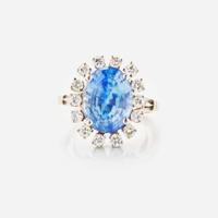 A 14K Gold, Sapphire, and Diamond Ring