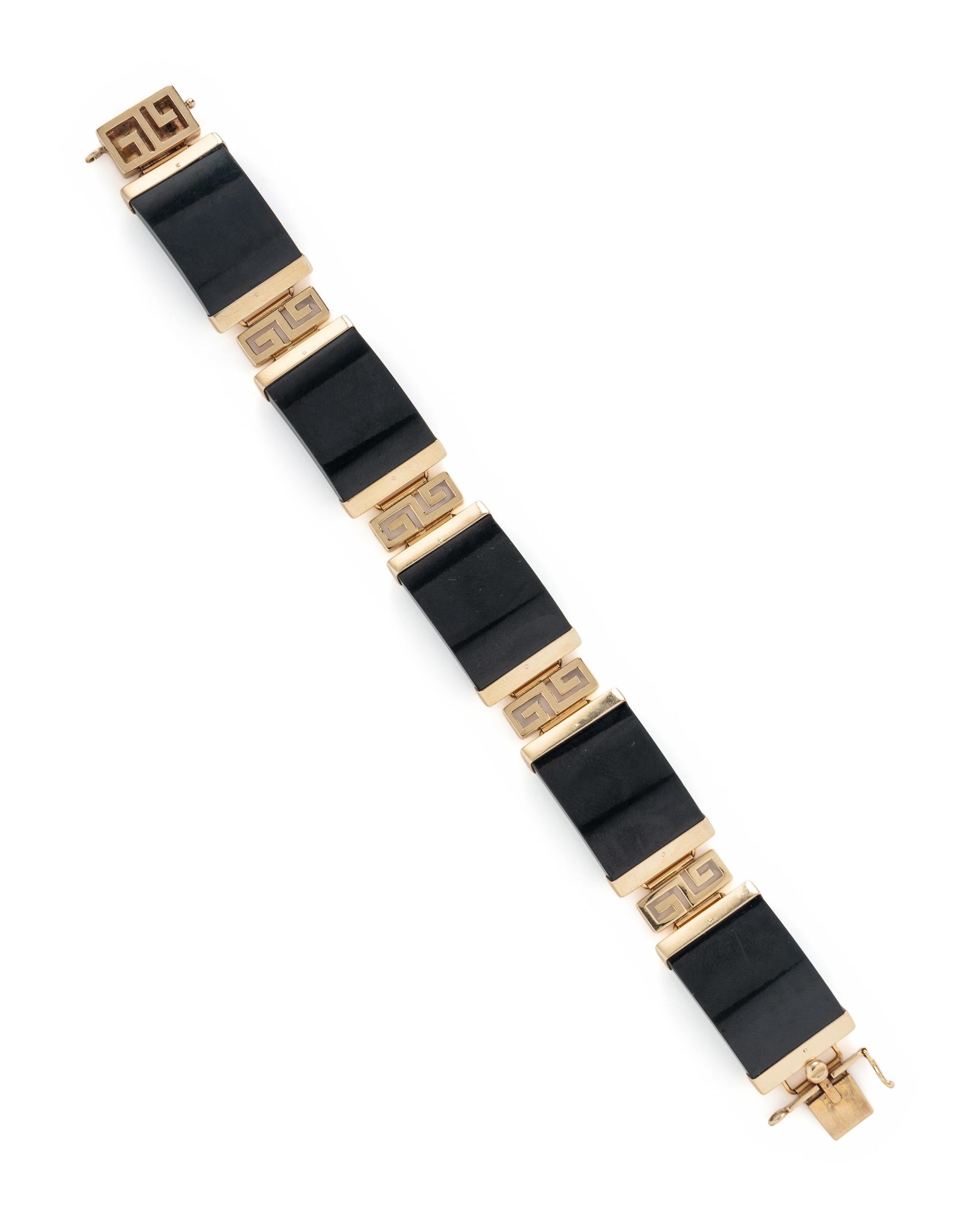 BLACK JADE AND YELLOW GOLD BRACELET