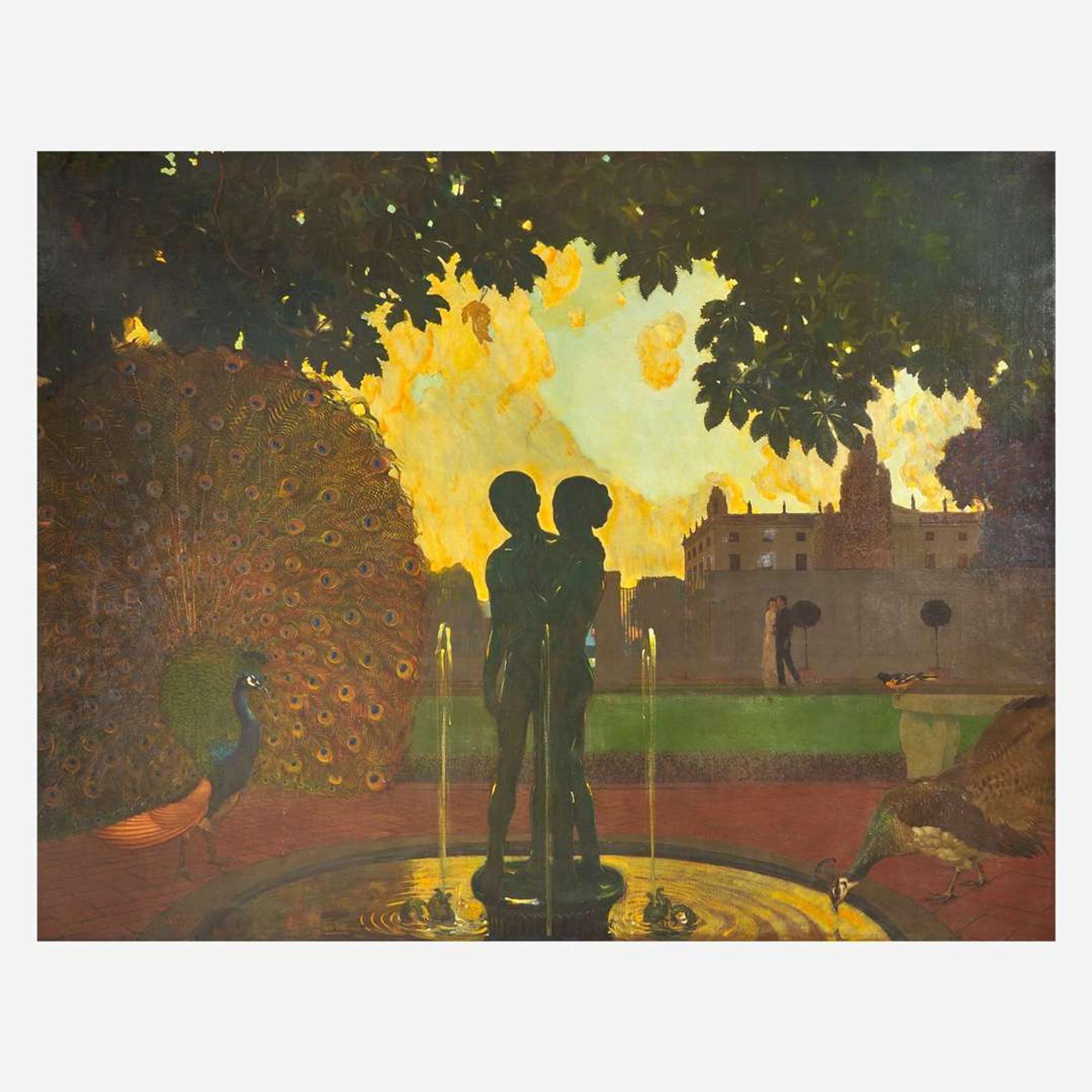 Joseph Thurman Pearson, Jr. (American, 1876-1951) Peacocks by the Fountain
