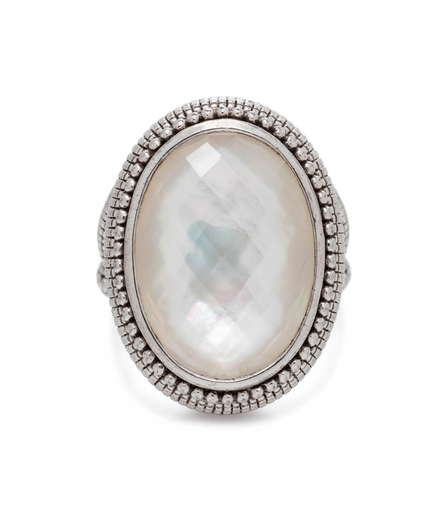 JUDITH RIPKA, MOTHER-OF-PEARL DOUBLET RING