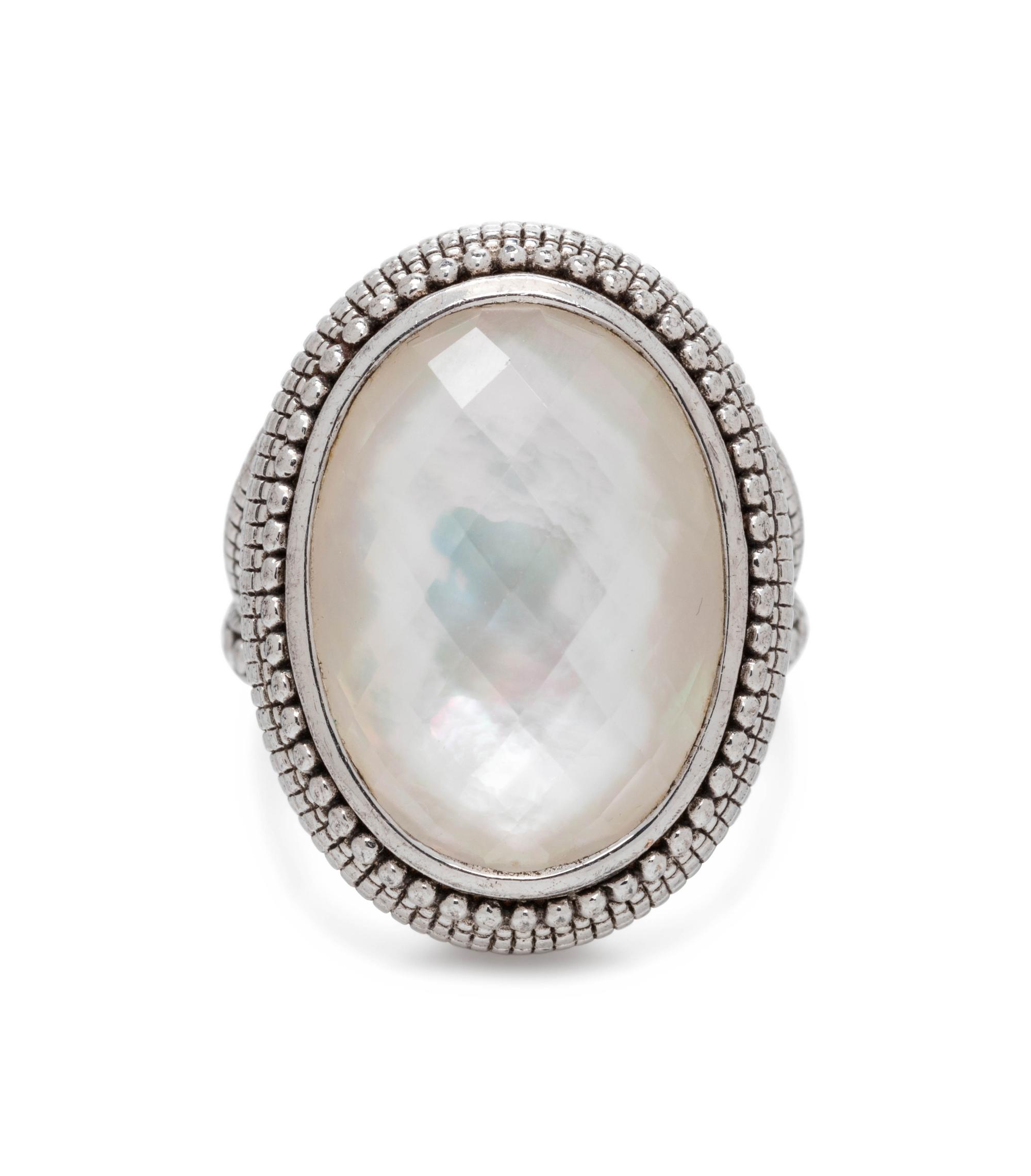 JUDITH RIPKA, MOTHER-OF-PEARL DOUBLET RING