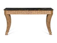 A Neoclassical Style Giltwood and Faux Marble-Top Console Table