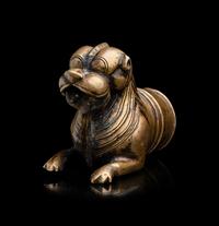 An Indian Cast Brass Lion-Form Palki Handle