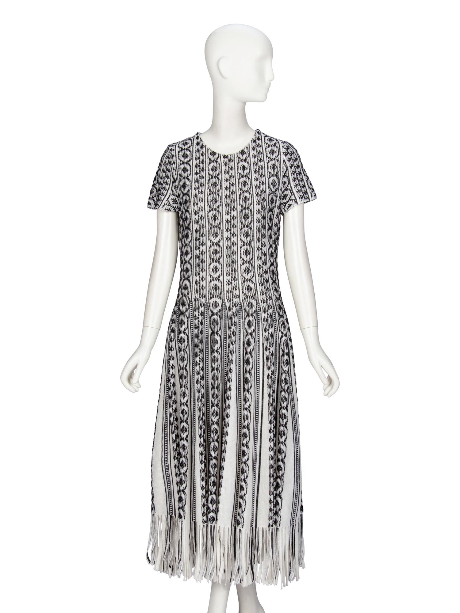 Christian Dior, Black & White Knit Midi Dress