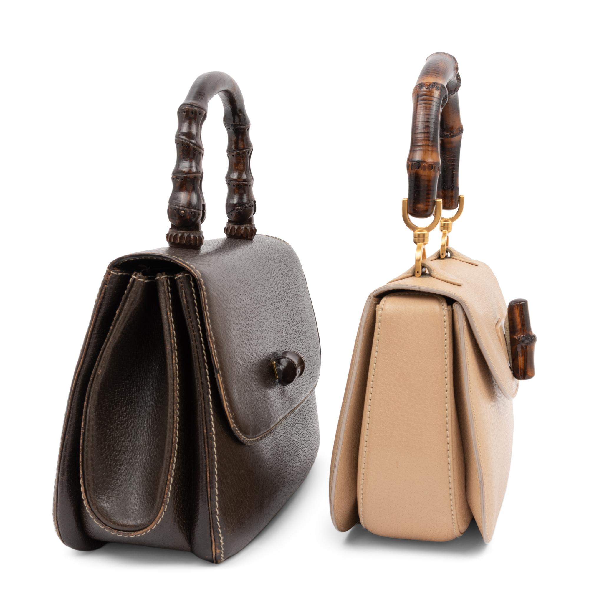Two Gucci Bamboo Handled Bags, 1980-1990s