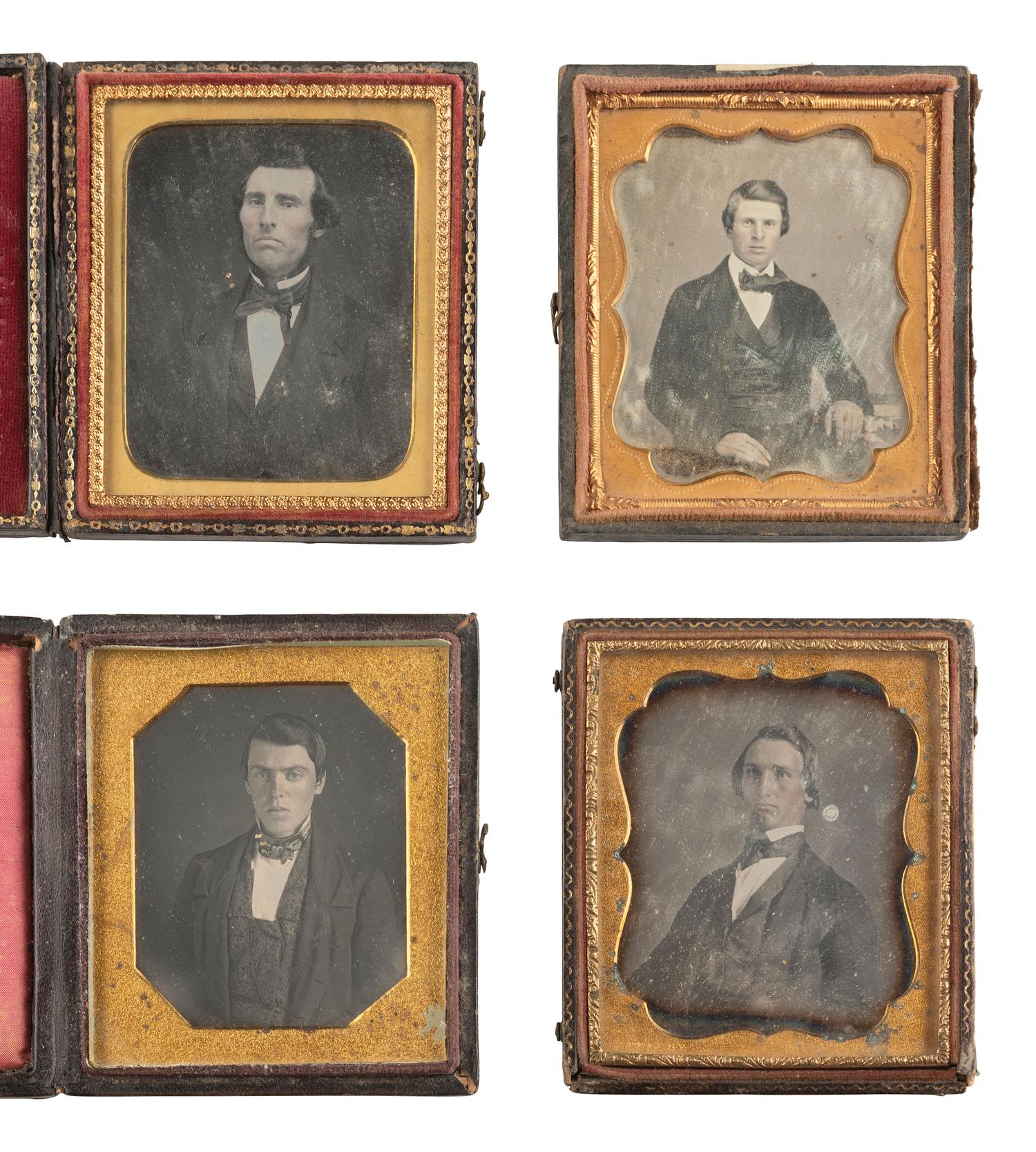 [EARLY PHOTOG.] 30 daguerreotypes of men of varying ages incl. half plate portrait of a painting.