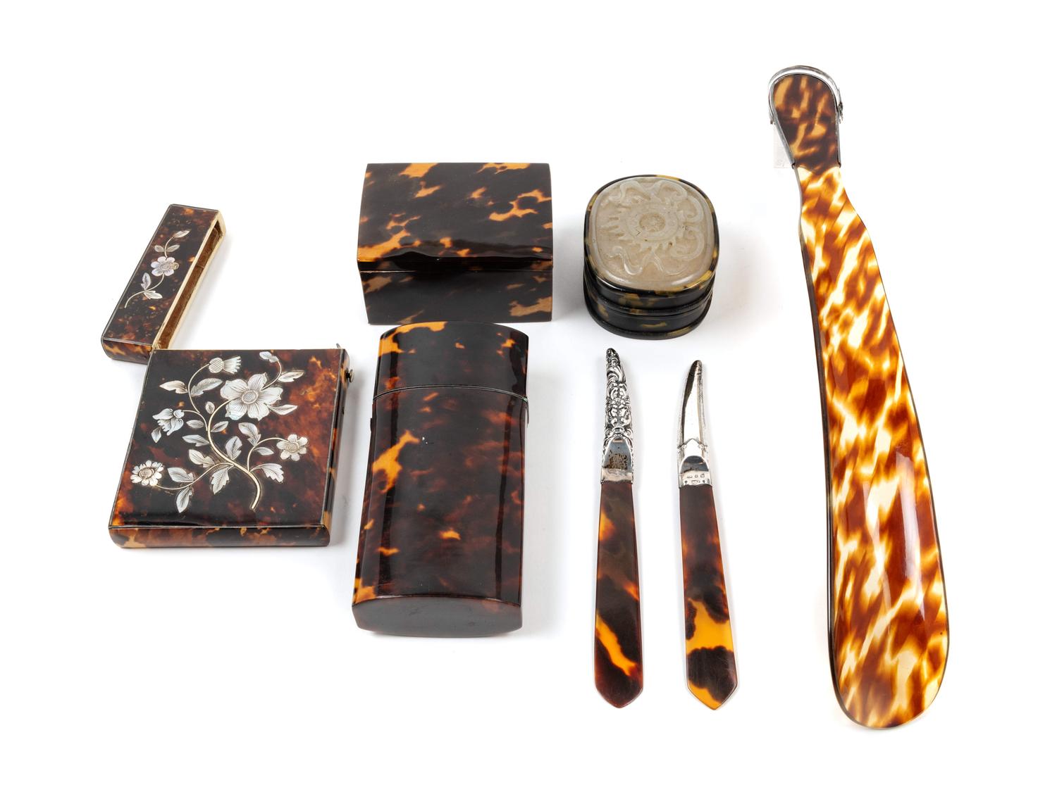 Seven Victorian Tortoise Shell Articles