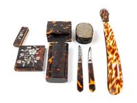 Seven Victorian Tortoise Shell Articles