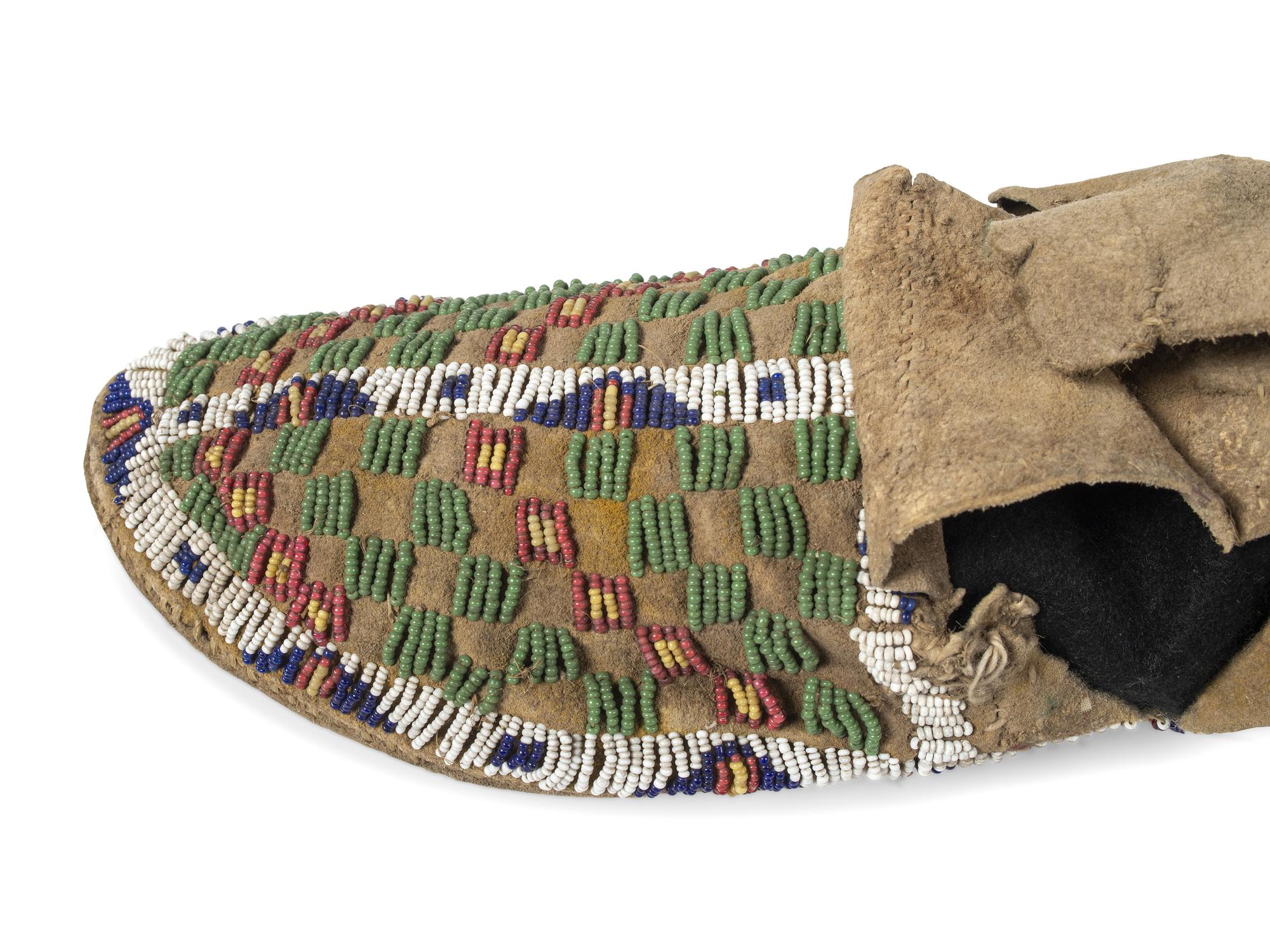 Sioux Beaded Buffalo Hide Hightop Moccasins