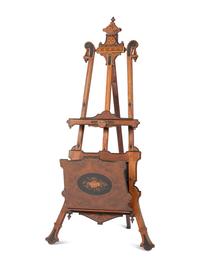 A Renaissance Revival Walnut and Burlwood Easel