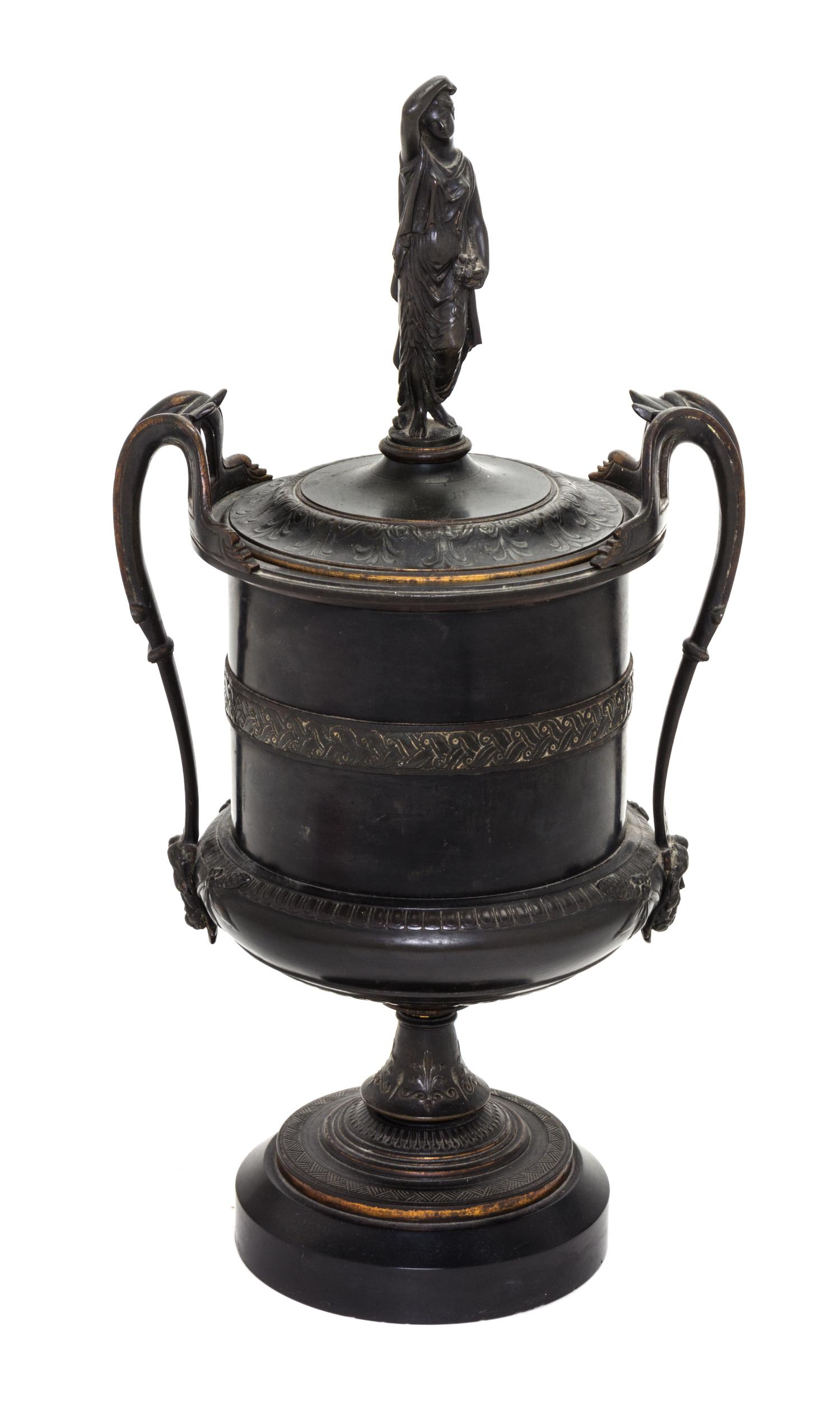A Neoclassical Bronze and Marble Covered Vessel Height 15 1/4 inches. — 19TH CENTURY