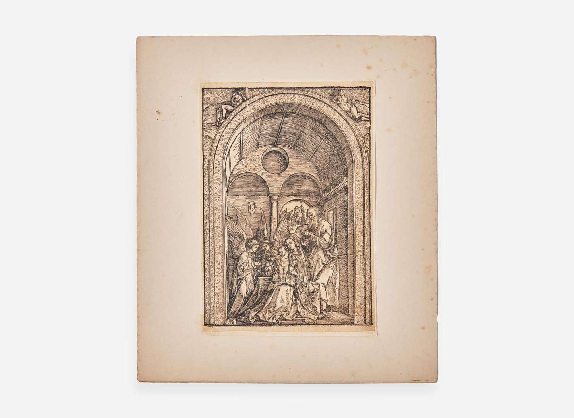 Albrecht Dürer (German, 1471-1528) - The Holy Family with Two Angels in a Vaulted Hall