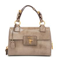 Prada Gray Patent Leather Flap Bag, 2000s