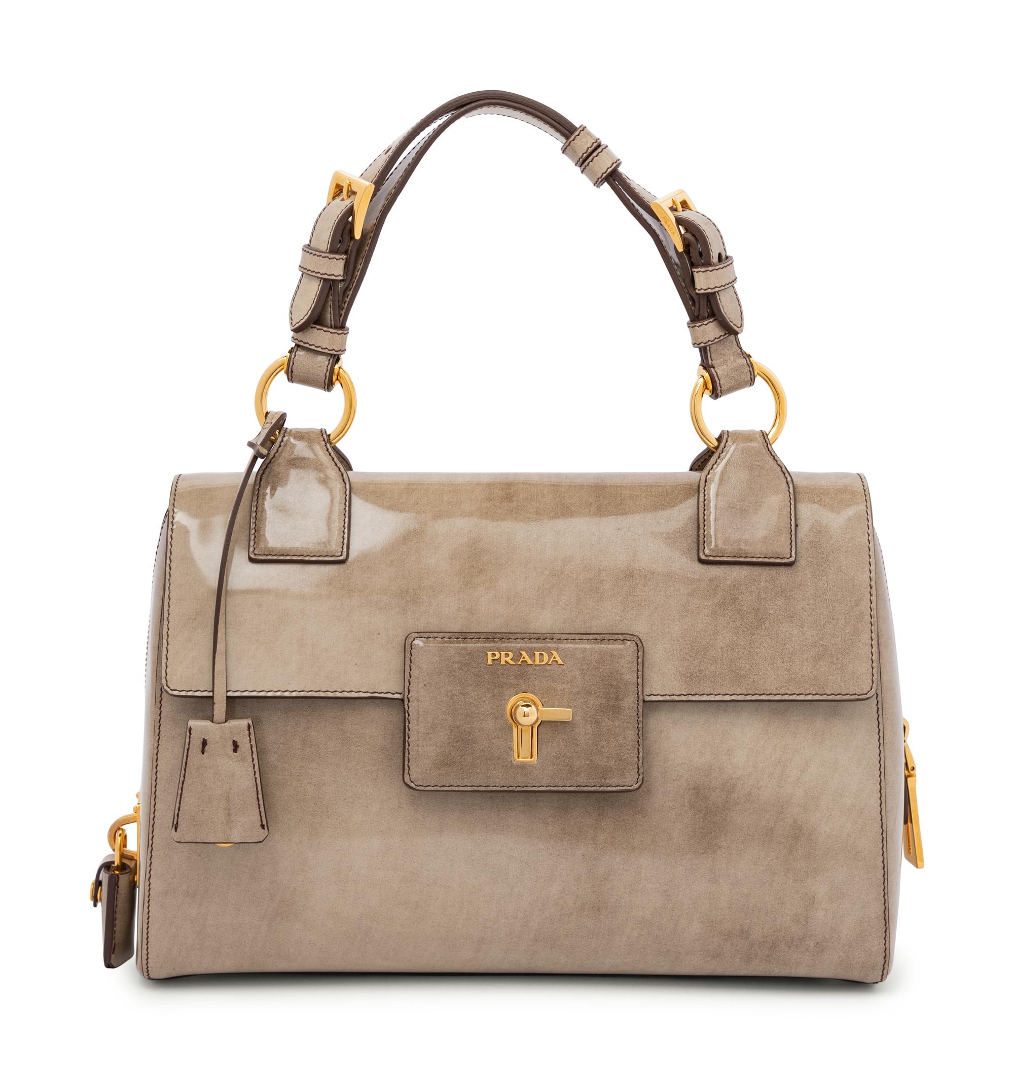 Prada Gray Patent Leather Flap Bag, 2000s