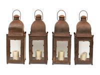 A Set of Four Weathered Steel Lanterns