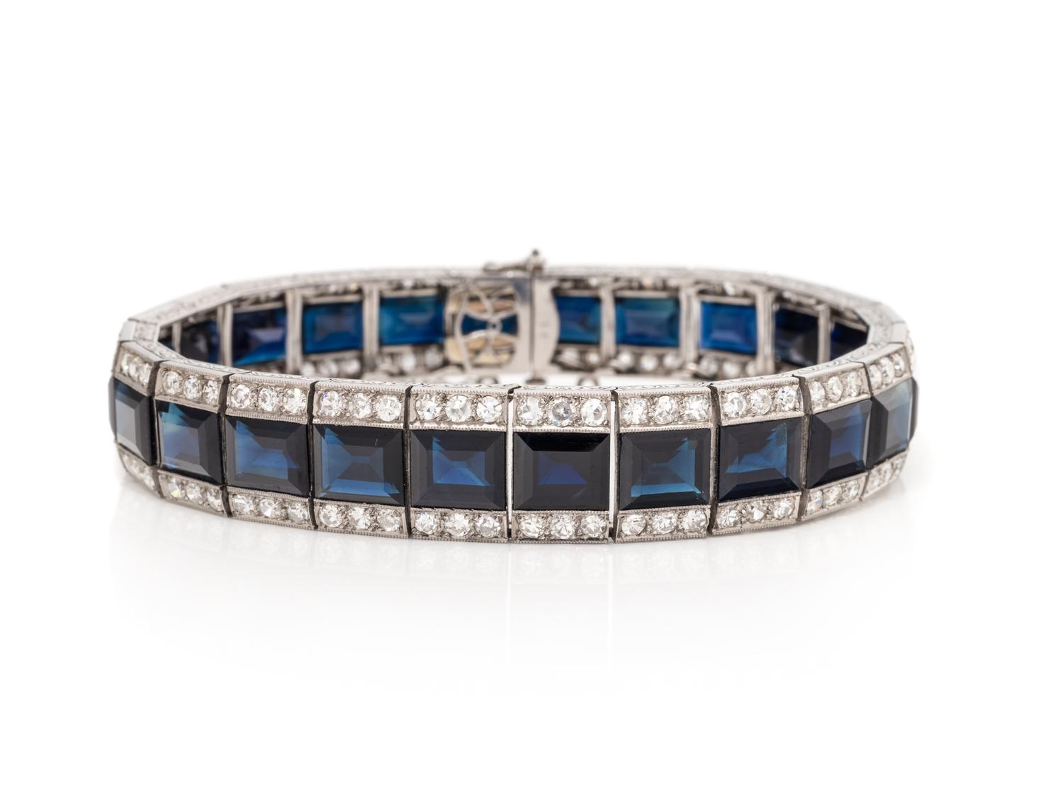 ART DECO, SAPPHIRE AND DIAMOND BRACELET