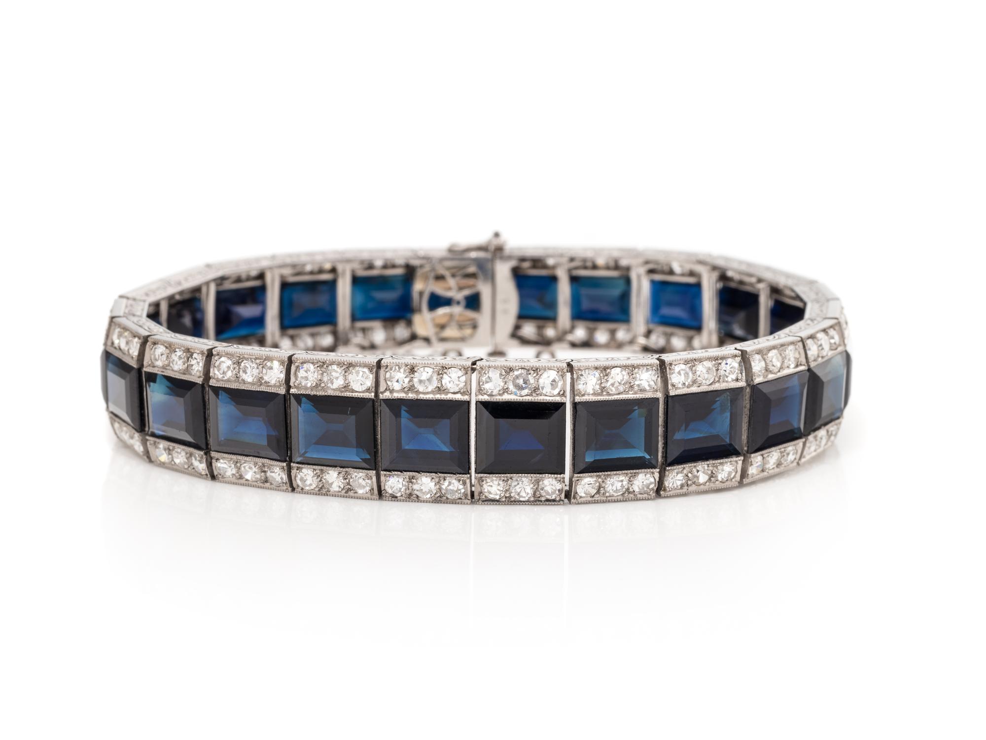 ART DECO, SAPPHIRE AND DIAMOND BRACELET