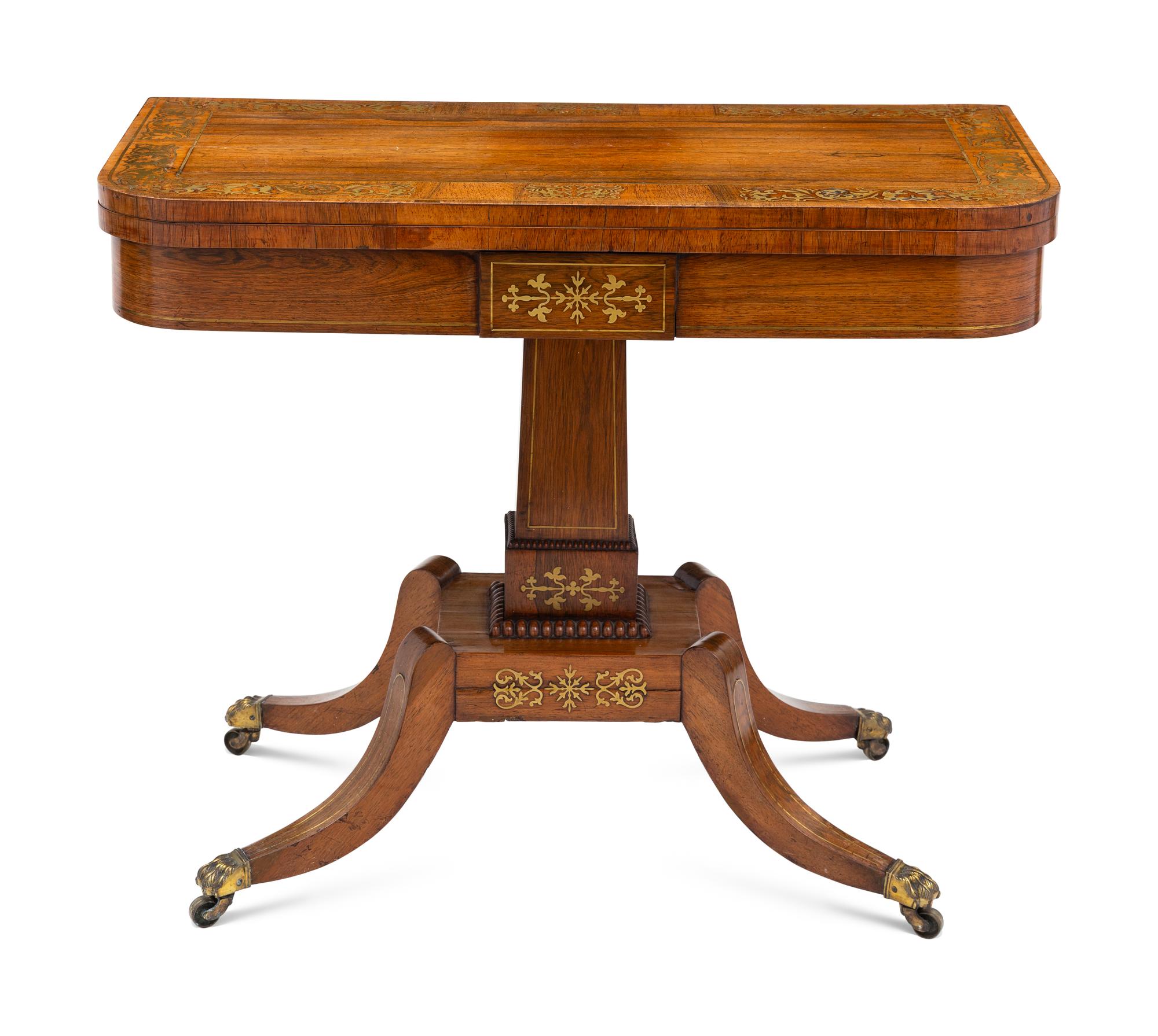 A George IV Brass Inlaid Rosewood Game Table