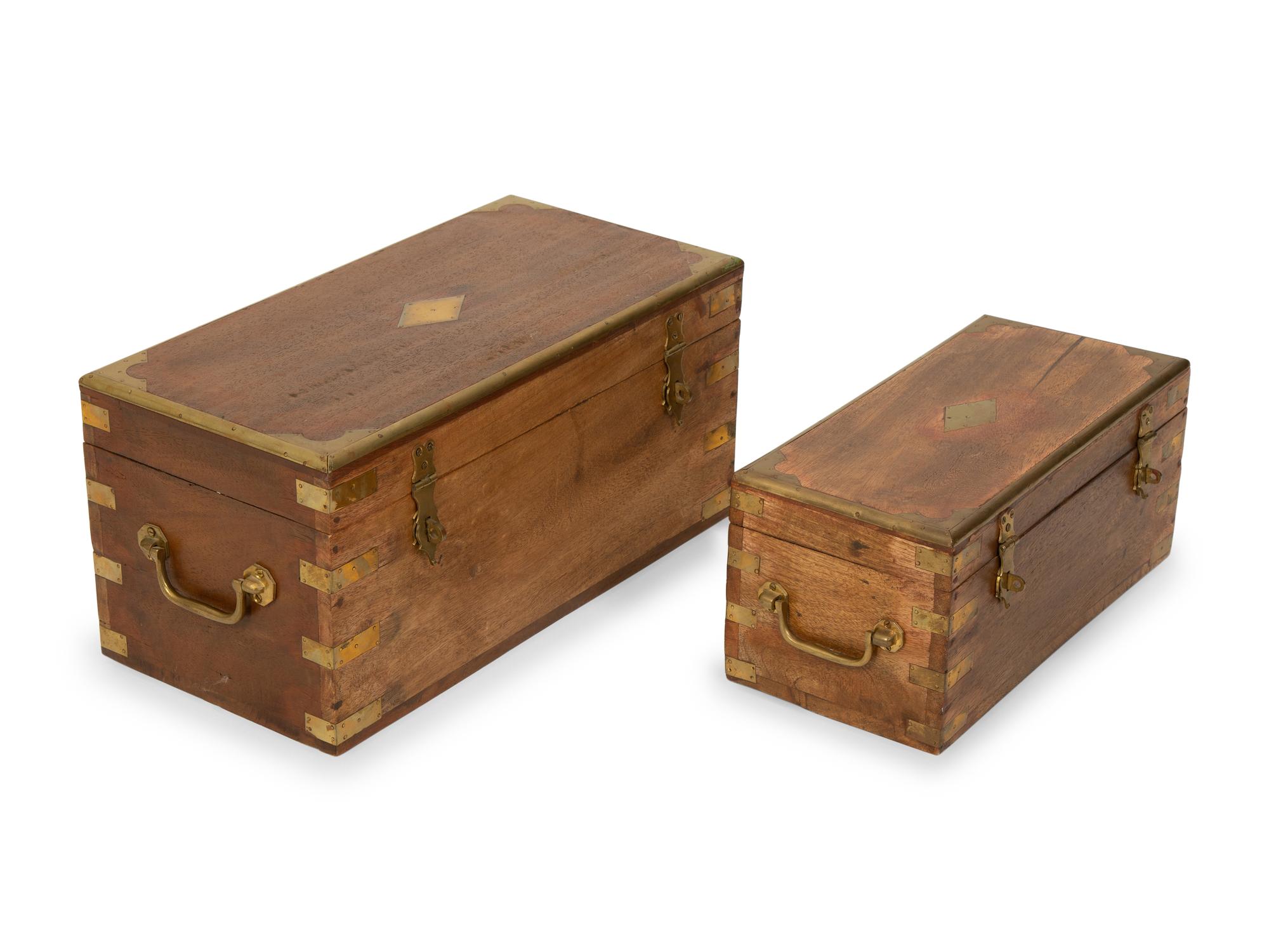 Two Regency Style Brass Mounted Campaign Boxes — 19TH CENTURY