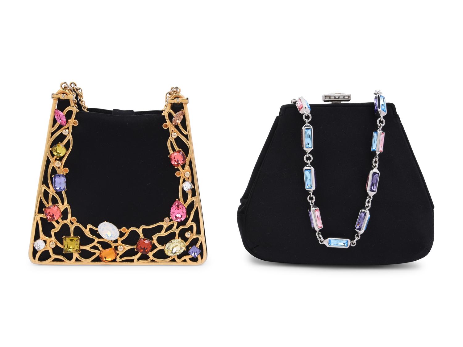 Two Judith Leiber Jeweled Satin Hand Bags