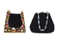 Two Judith Leiber Jeweled Satin Hand Bags